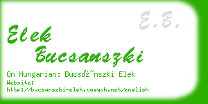 elek bucsanszki business card